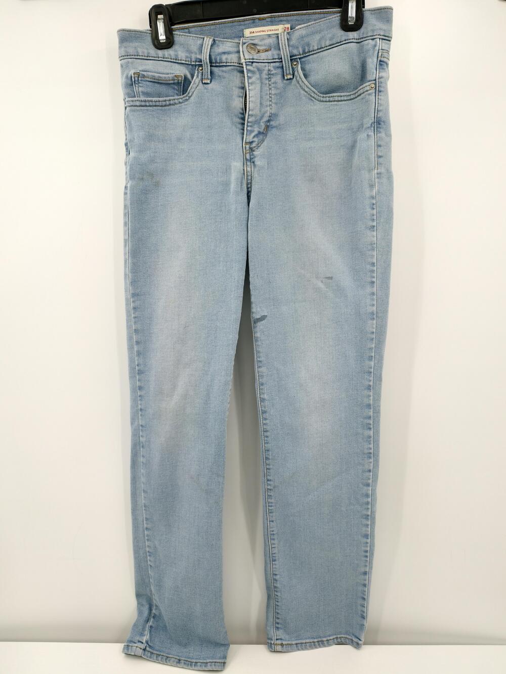 Levi's Jeans Womens 28 Blue Slim Fit Light Wash Denim Shaping Straight Stained